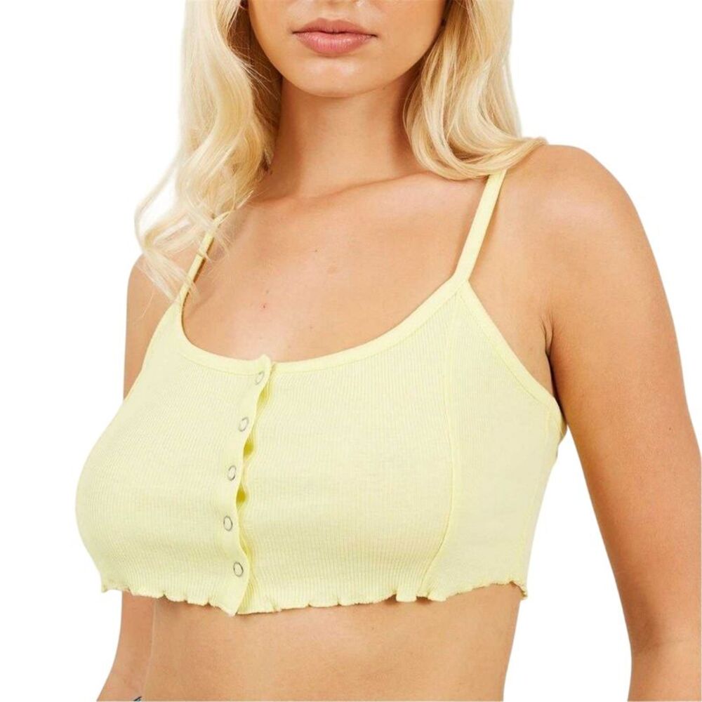 Brave Soul Womens/Ladies Rib Knit Crop Top / Lime
